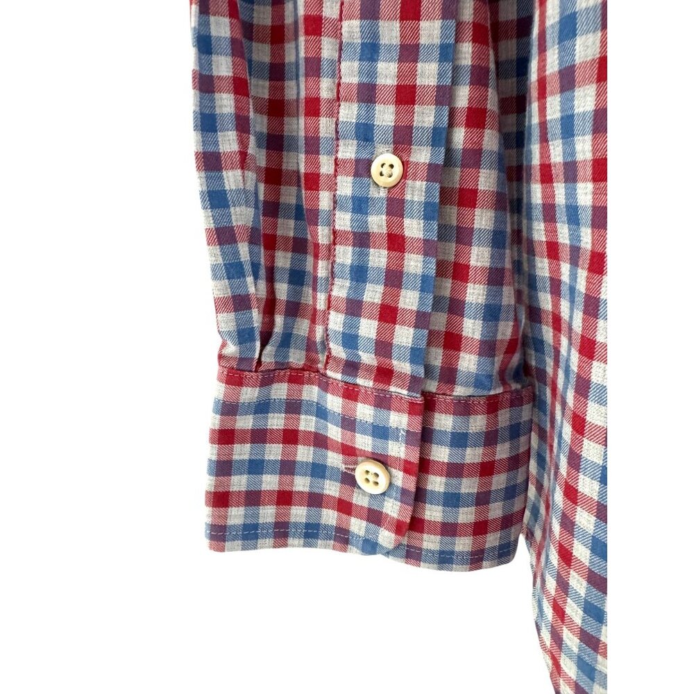 Vineyard Vines‎ Red Blue Check Gingham Preppy Slim Fit Tucker Shirt Size M Whale - Picture 4 of 9